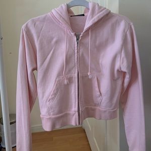 •Never worn• pink cropped Brandy Melville zip up
